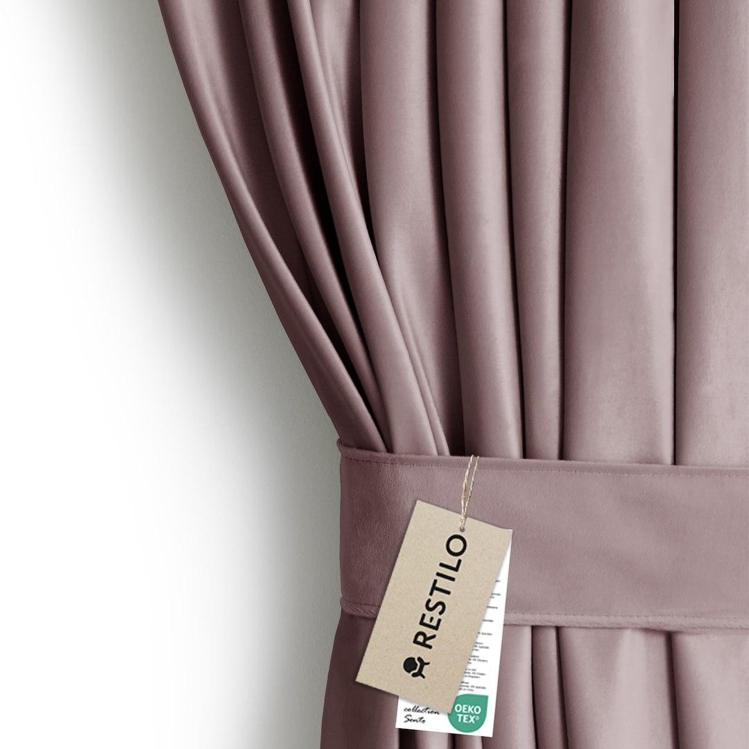 RESTILO Velvet gardin 140 x 270 cm brun med opbindingsbånd