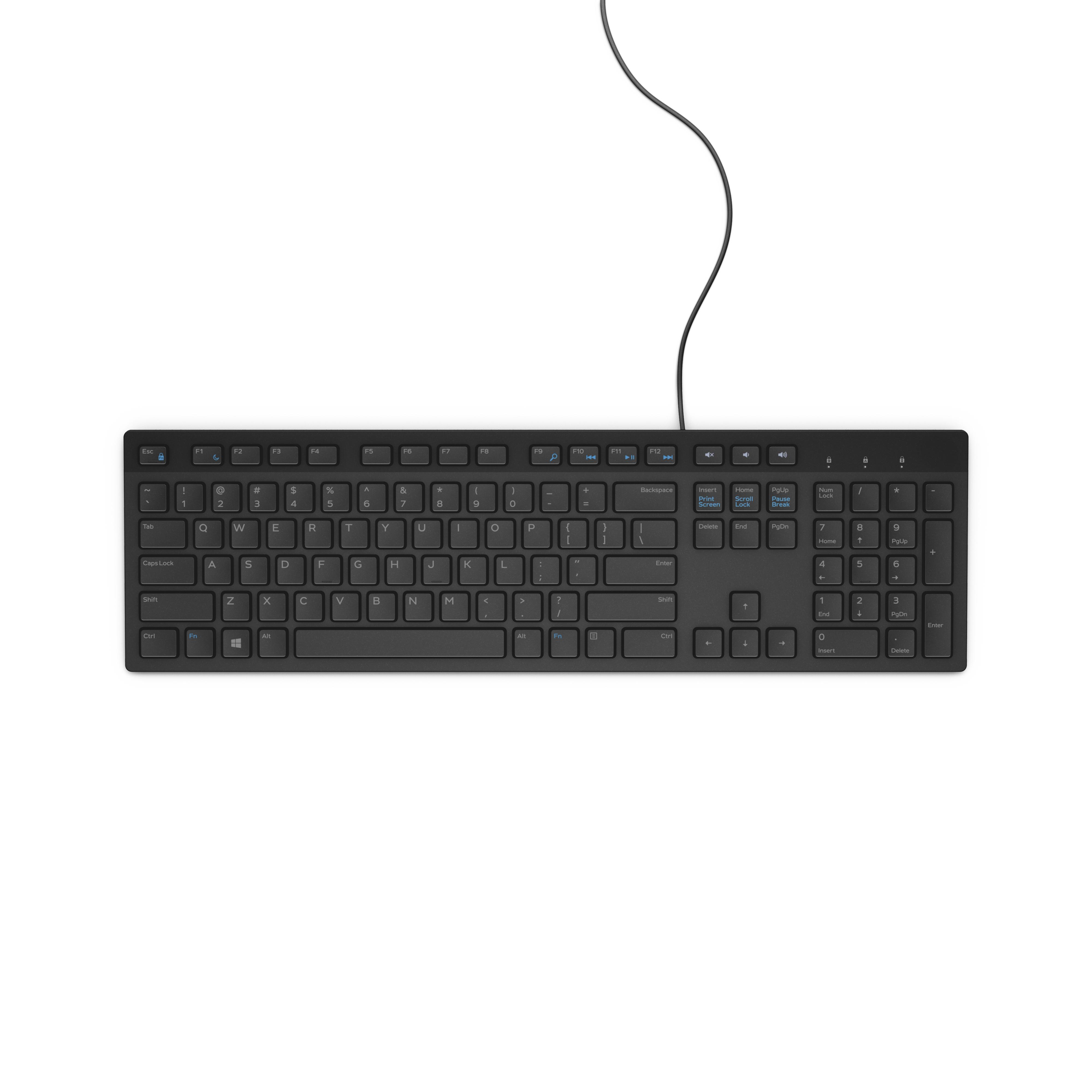 DELL KB216 kablet tastatur med numerisk tastatur, US International, sort