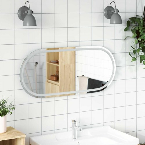 LED badeværelsesspejl transparent 100 x 45 cm i hærdet glas