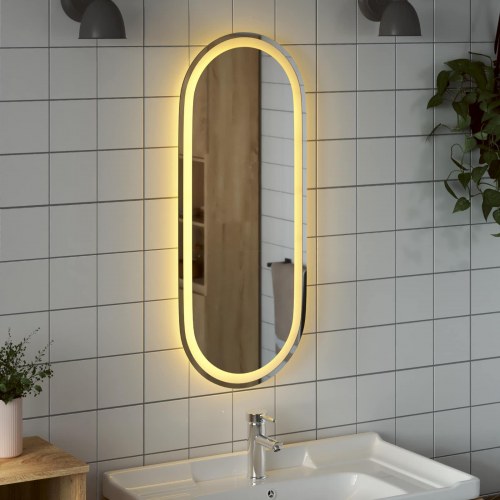 LED badeværelsesspejl 90 x 40 cm i hærdet glas