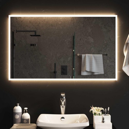 LED badeværelsesspejl transparent 100 x 60 cm i hærdet glas