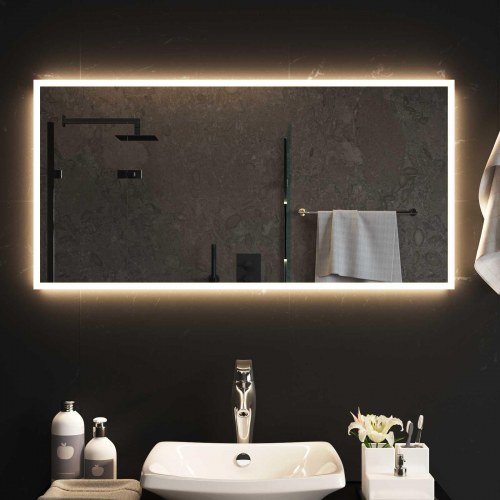 LED badeværelsesspejl transparent 100 x 50 cm i hærdet glas