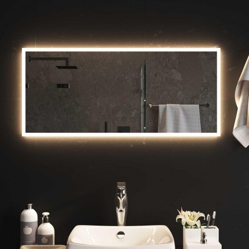 LED badeværelsesspejl transparent 90 x 40 cm i hærdet glas