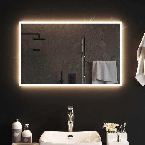 LED badeværelsesspejl i hærdet glas 80 x 50 cm med USB