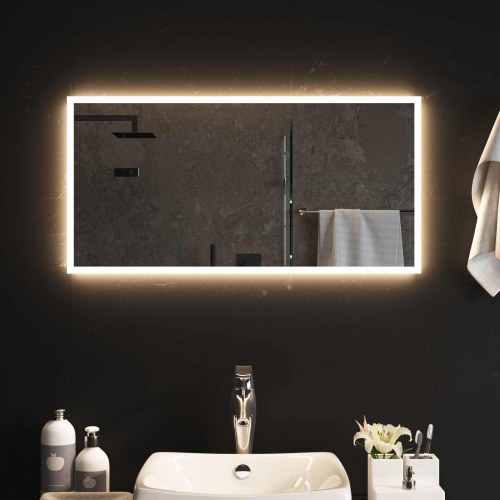 LED badeværelsesspejl i hærdet glas 80 x 40 cm transparent