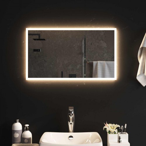 LED badeværelsesspejl transparent 70 x 40 cm i hærdet glas