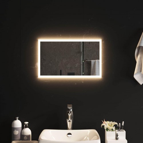 LED badeværelsesspejl transparent 50 x 30 cm i hærdet glas