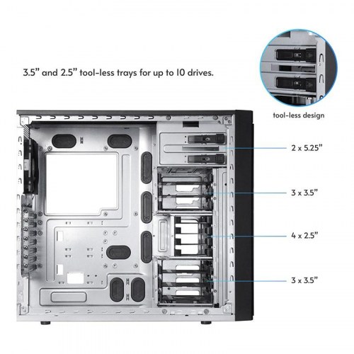 Chieftec BW-01B-OP Midi Tower PC-kabinet - sort