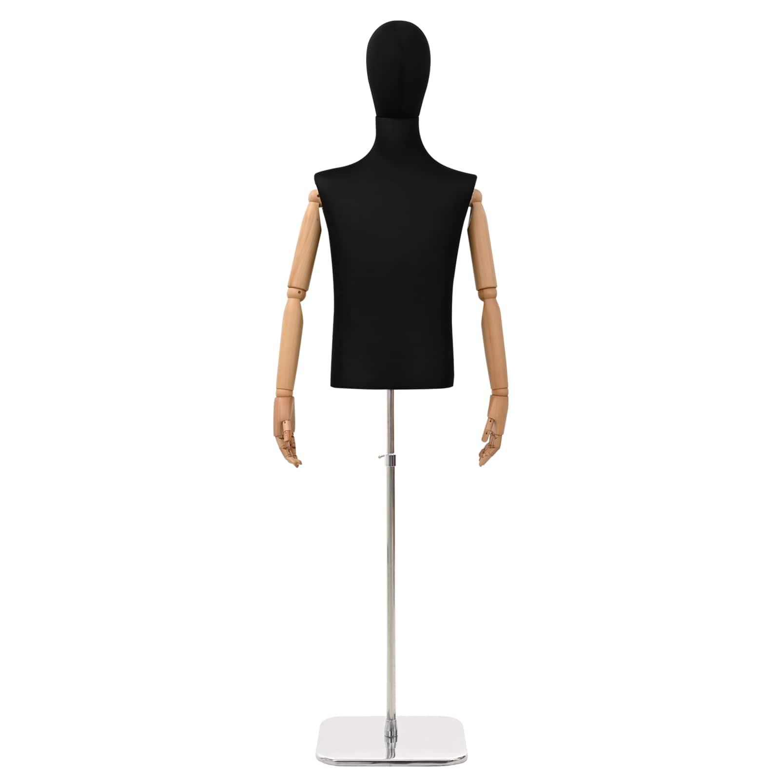 Justerbar mannequin 170-218 cm med base til mand, sort
