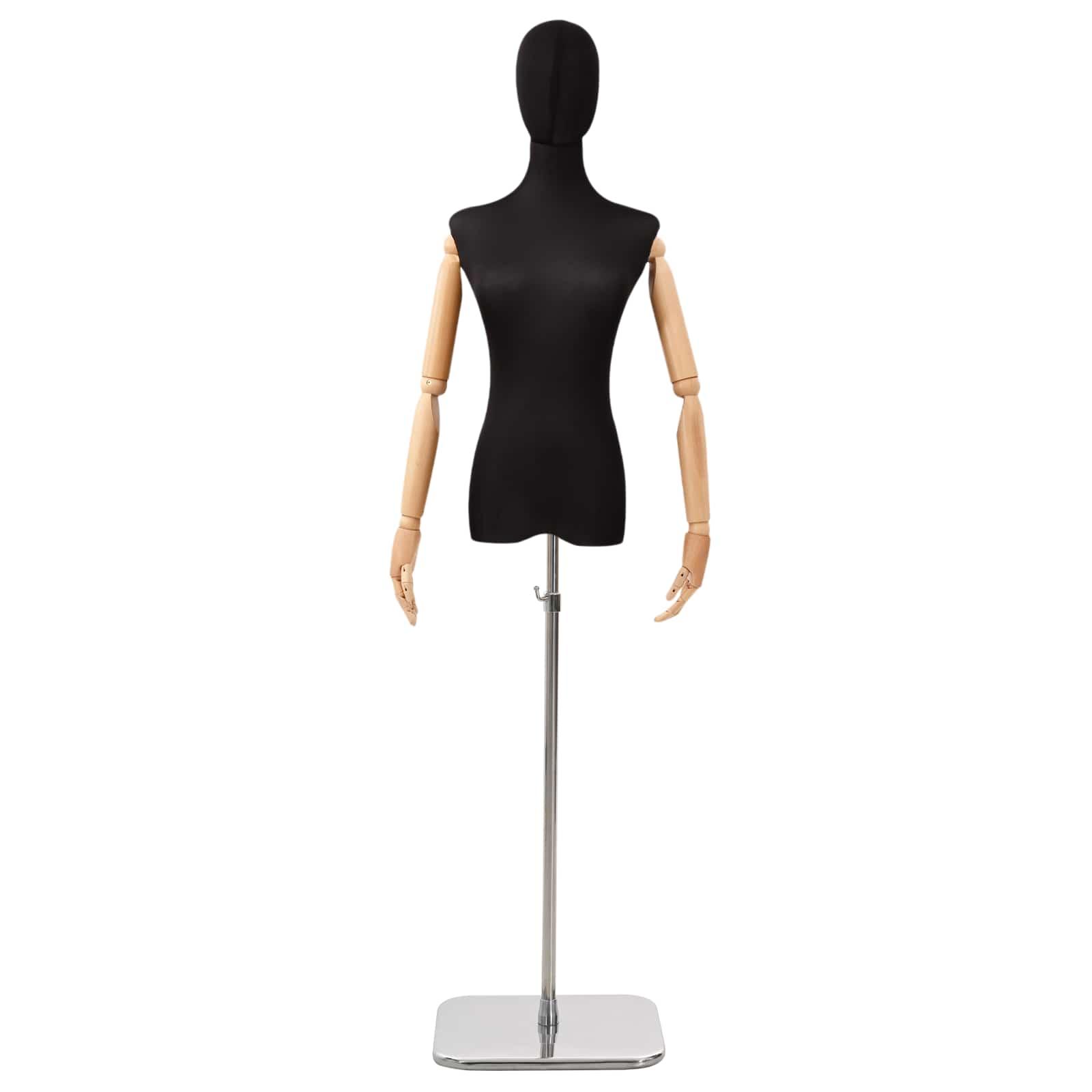Justerbar mannequin 165-213 cm med base kvinde PP sort