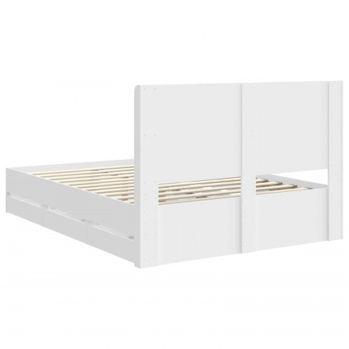 Sengestel med opbevaring og hovedgærde 160 x 200 cm - hvid