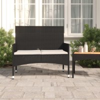 2-personers havebænk i sort polyrattan med hynder (OUTLET B)