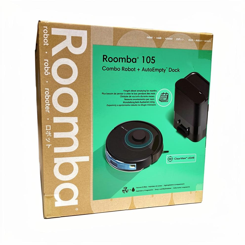 iRobot Roomba 105 robotstøvsuger med gulvvask og selvtømmende base - sort billede