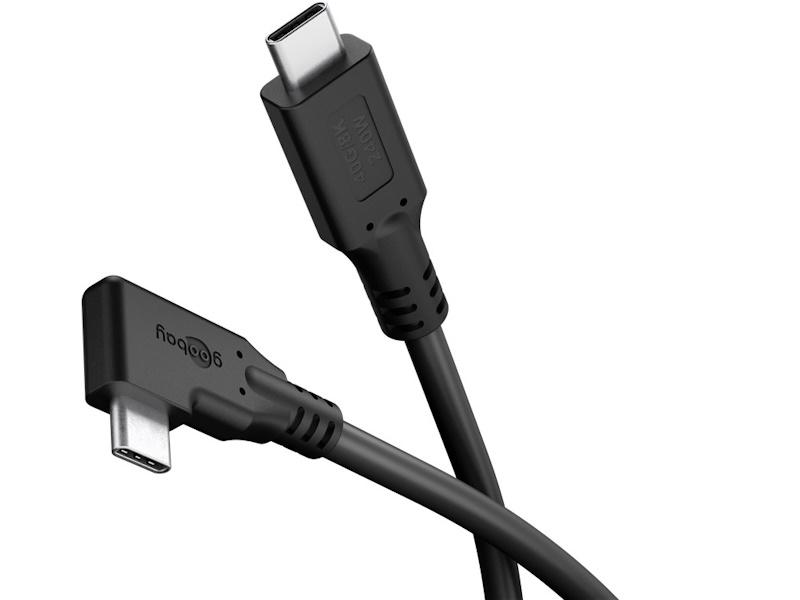 Goobay USB-C vinklet kabel 90° USB 3.2 60 W 1 m billede