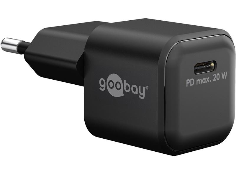 Goobay GaN Nano hurtigoplader 20 W USB-C sort billede