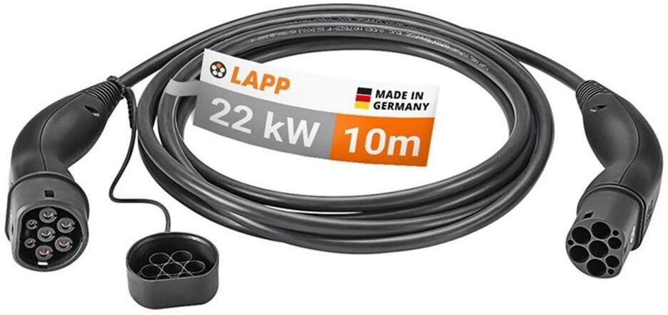 LAPP Mobility Type 2 ladekabel 22 kW 10 m sort