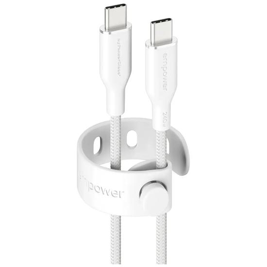 empower by PanzerGlass Racing 240W USB-C to USB-C Cable | USB 2.0 | 1.2M | Silver White