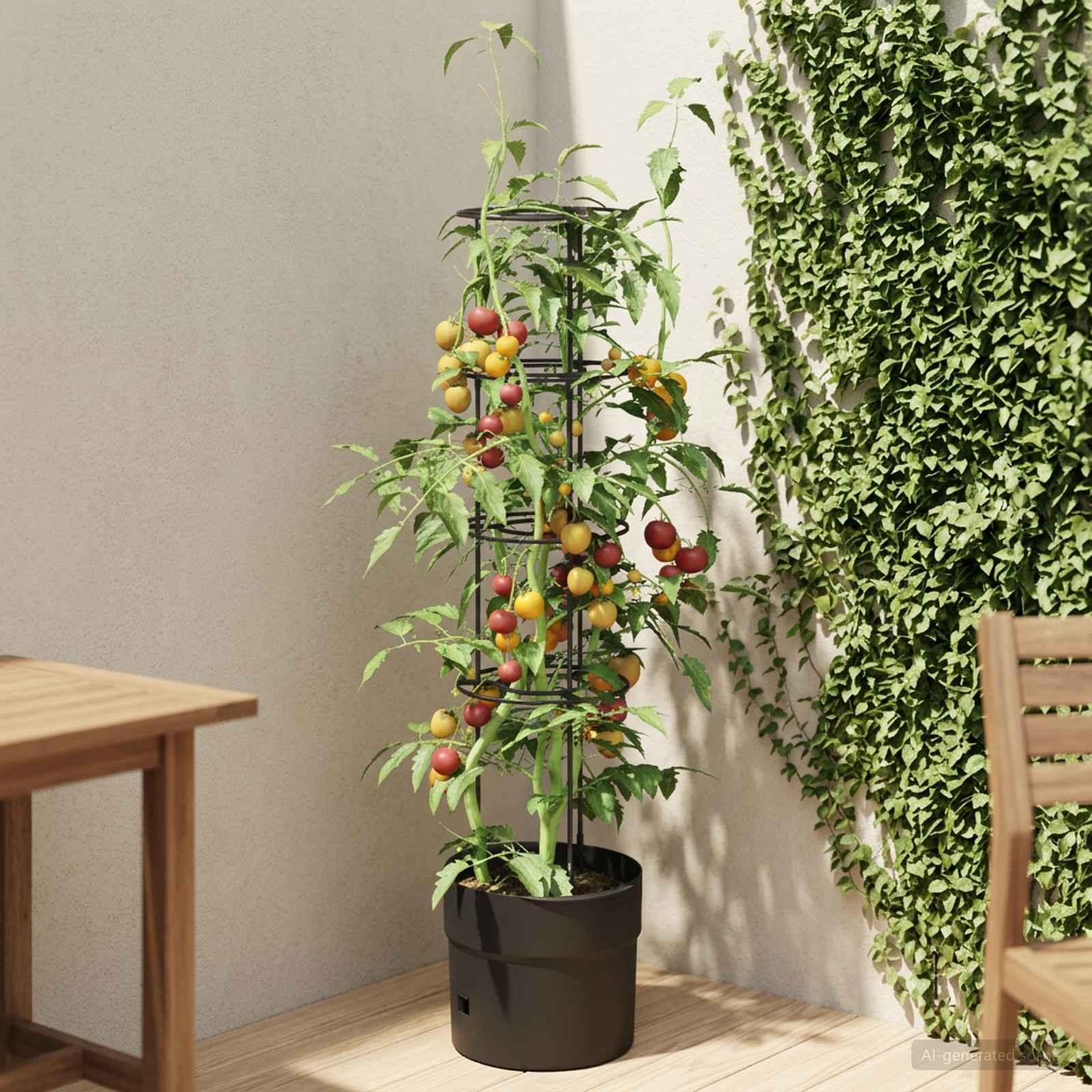 Tomat vokser med plantekasse Ø 32 x 127 cm i sort PP