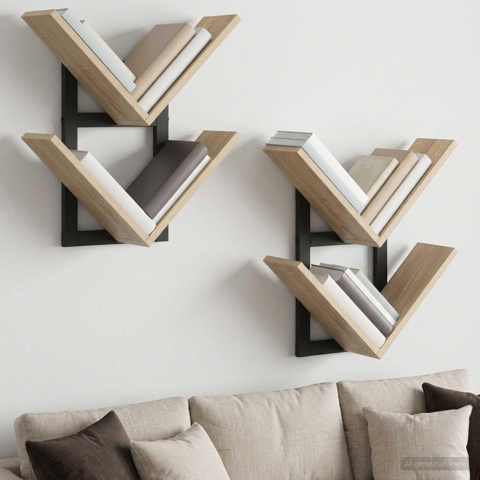 Væghængt flydende hylde 2 stk sonoma-eg 43 x 15 x 47 cm
