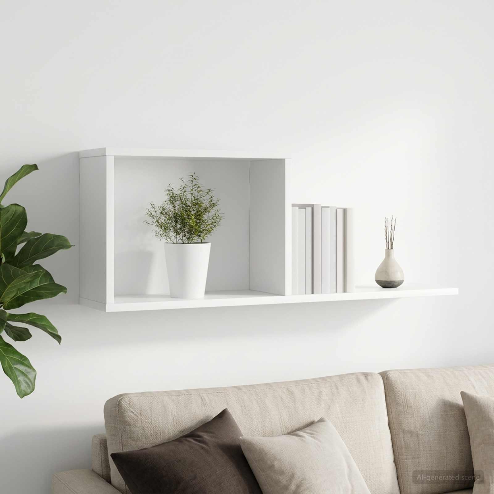 Svævehylde hvid 80 x 15 x 30 cm i konstrueret træ