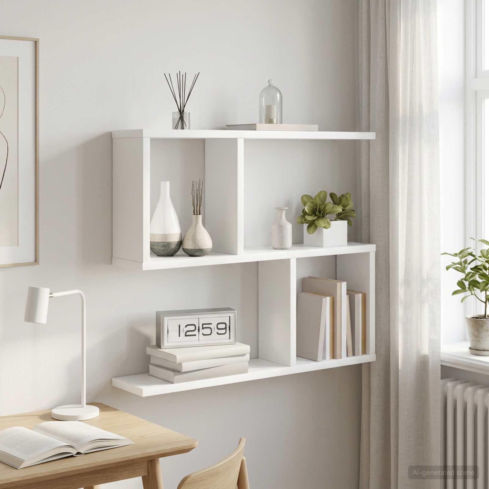 Væghylde hvid 60 x 12 x 50,5 cm i konstrueret træ