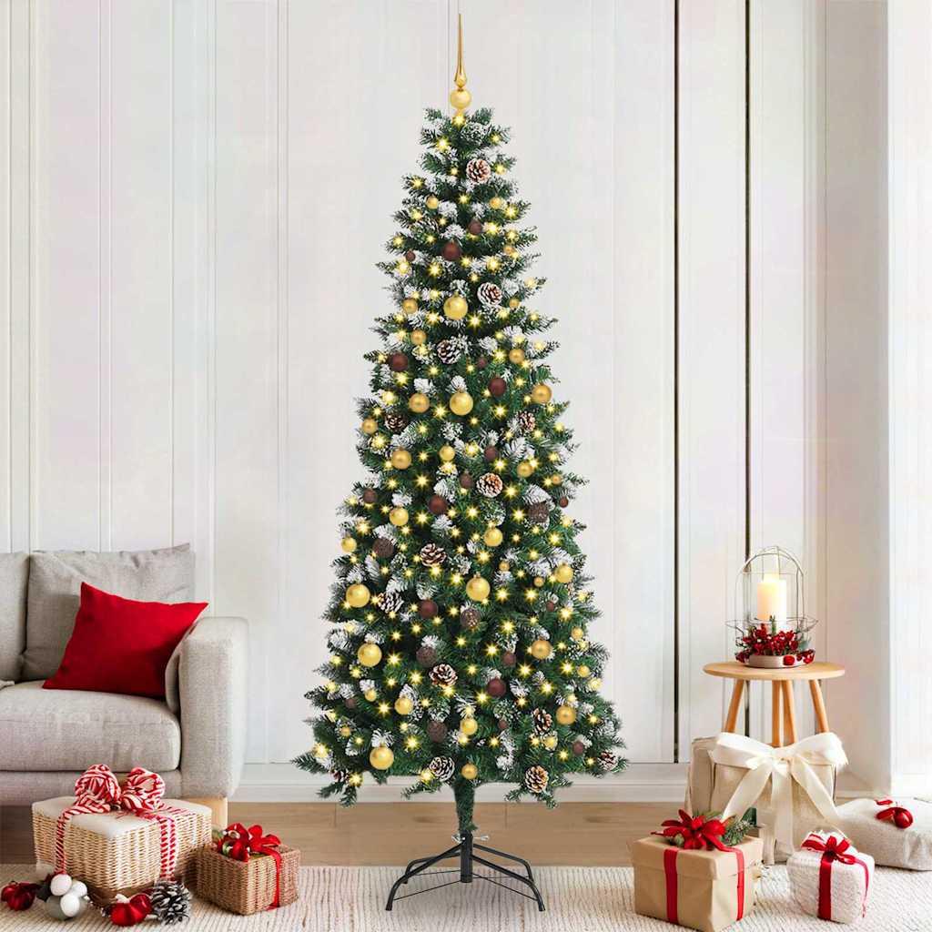 vidaXL Kunstigt juletræ Grøn 210 cm PVC, plastik og stål