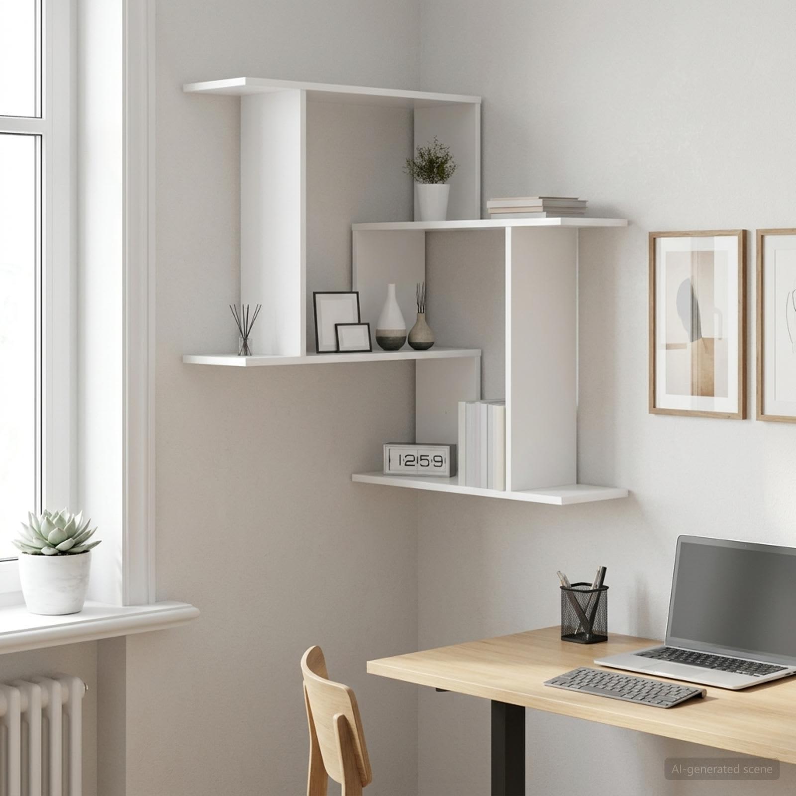 Væghylde hvid 67 x 67 x 87 cm i konstrueret træ