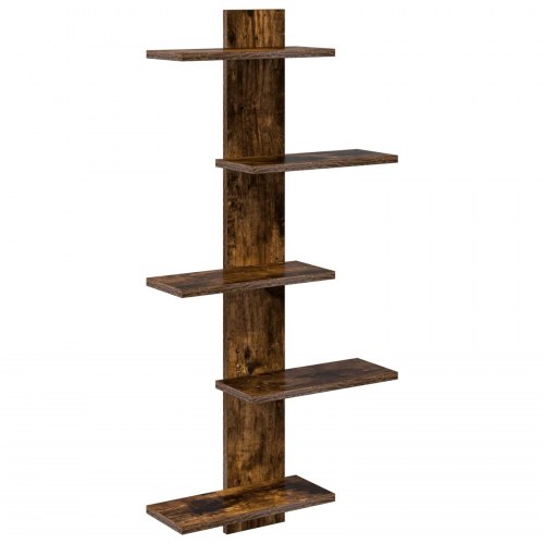 Væghængt flydende hylde i røget eg 48,5 x 15 x 101 cm