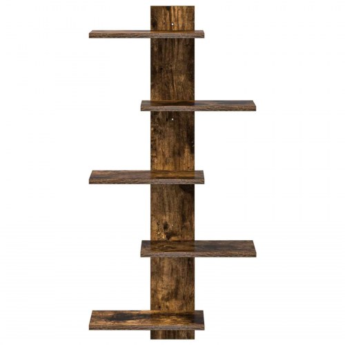 Væghængt flydende hylde i røget eg 48,5 x 15 x 101 cm
