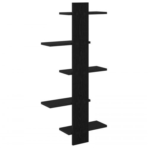 Væghængt flydende hylde i sort eg 48,5 x 15 x 101 cm