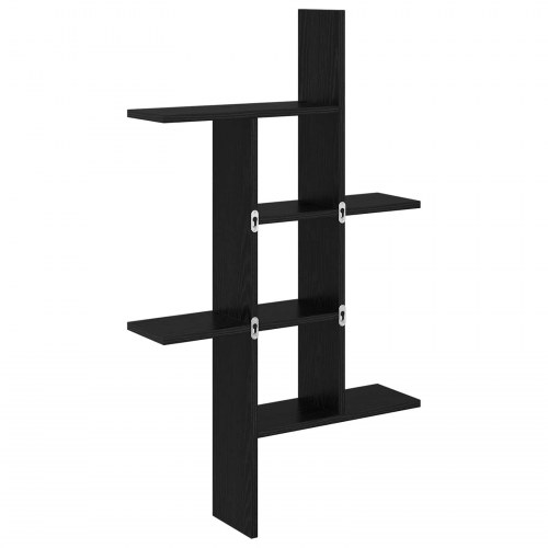Væghylde i sort eg 61 x 15 x 102 cm - væghængt hylde i konstrueret træ