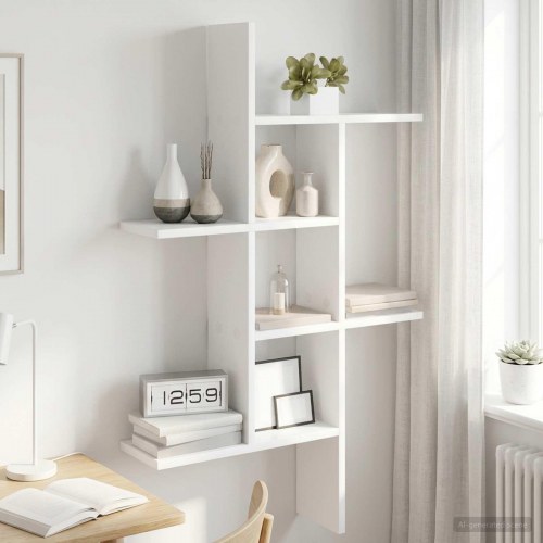 Væghylde hvid 61 x 15 x 102 cm i konstrueret træ