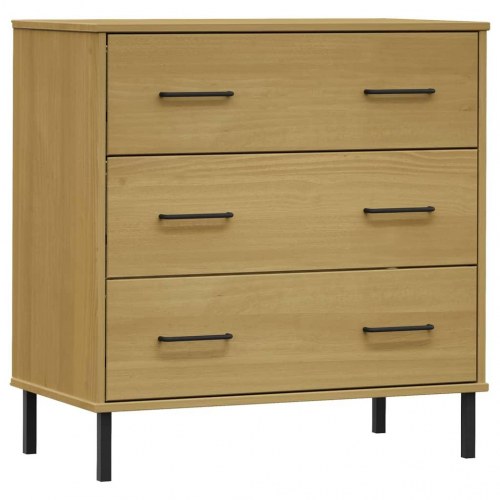 Skænk med 3 skuffer OSLO 77 x 40 x 79,5 cm i massivt fyrretræ brun