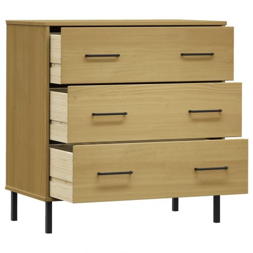 Skænk med 3 skuffer OSLO 77 x 40 x 79,5 cm i massivt fyrretræ brun