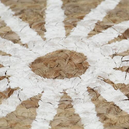 Håndlavet tæppe med hvidt print jute 120 cm
