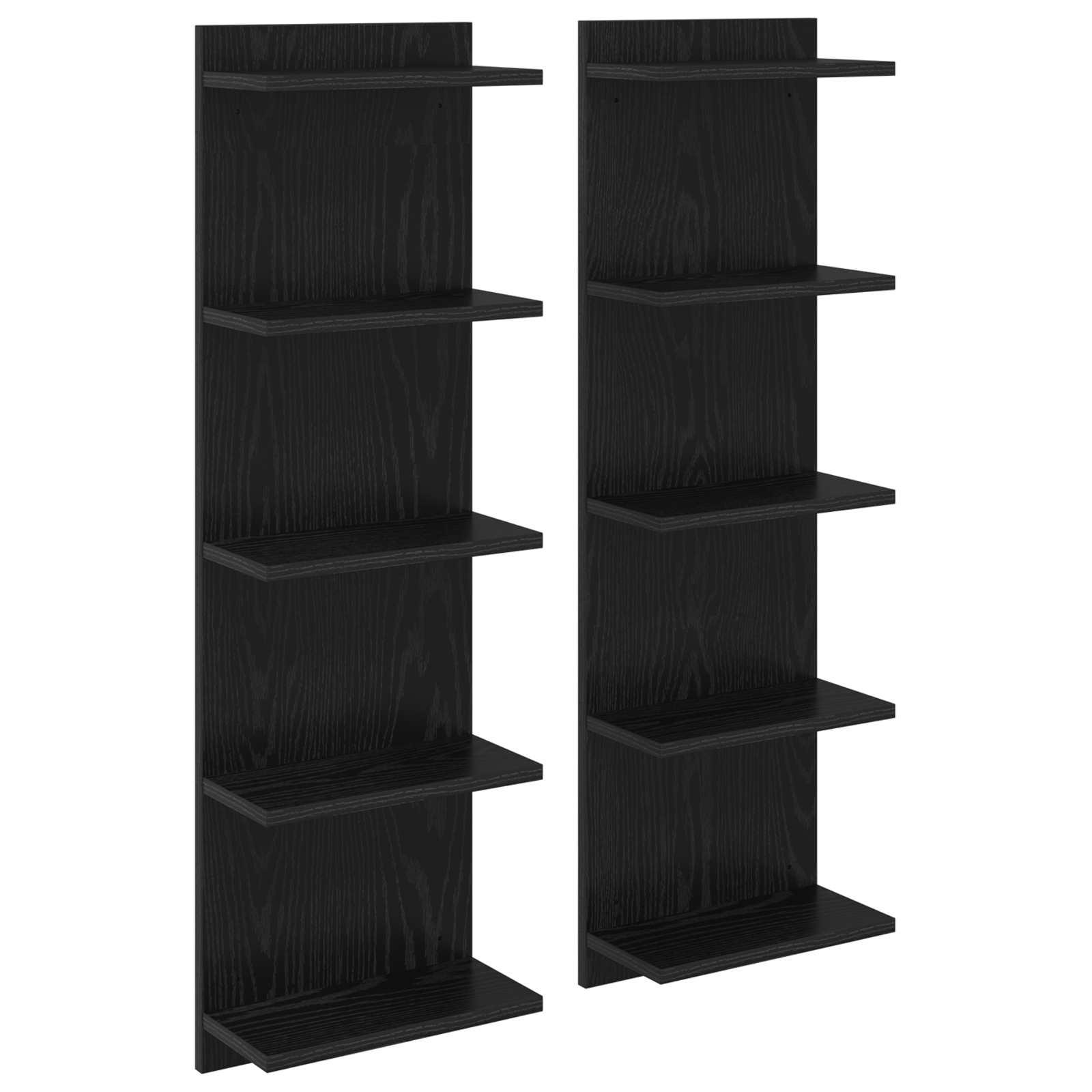 Væghylde 2 stk i sort eg 100 x 30 x 15 cm - væghængte hylder i konstrueret træ