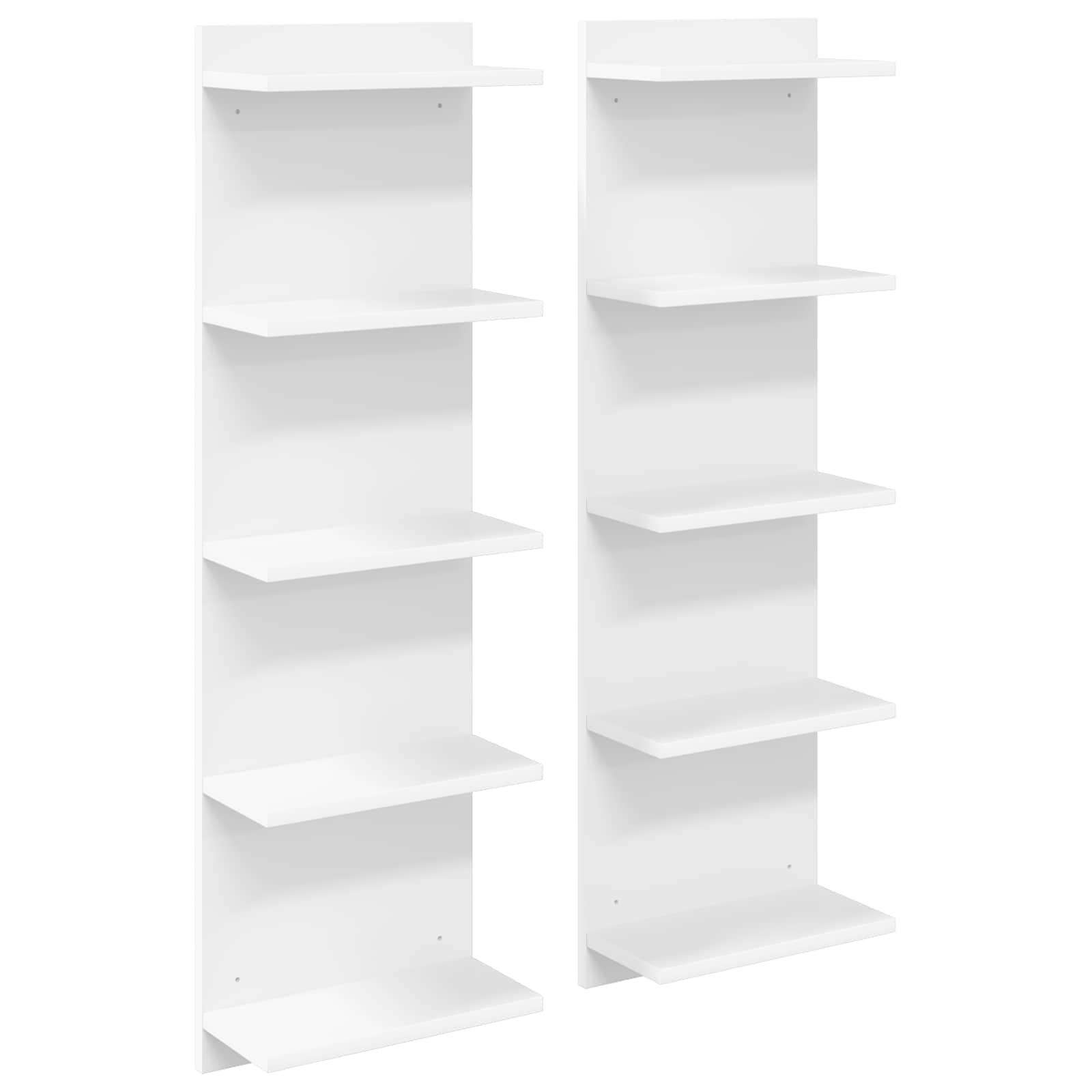 Væghylde 2 stk hvid 30 x 15 x 100 cm i konstrueret træ