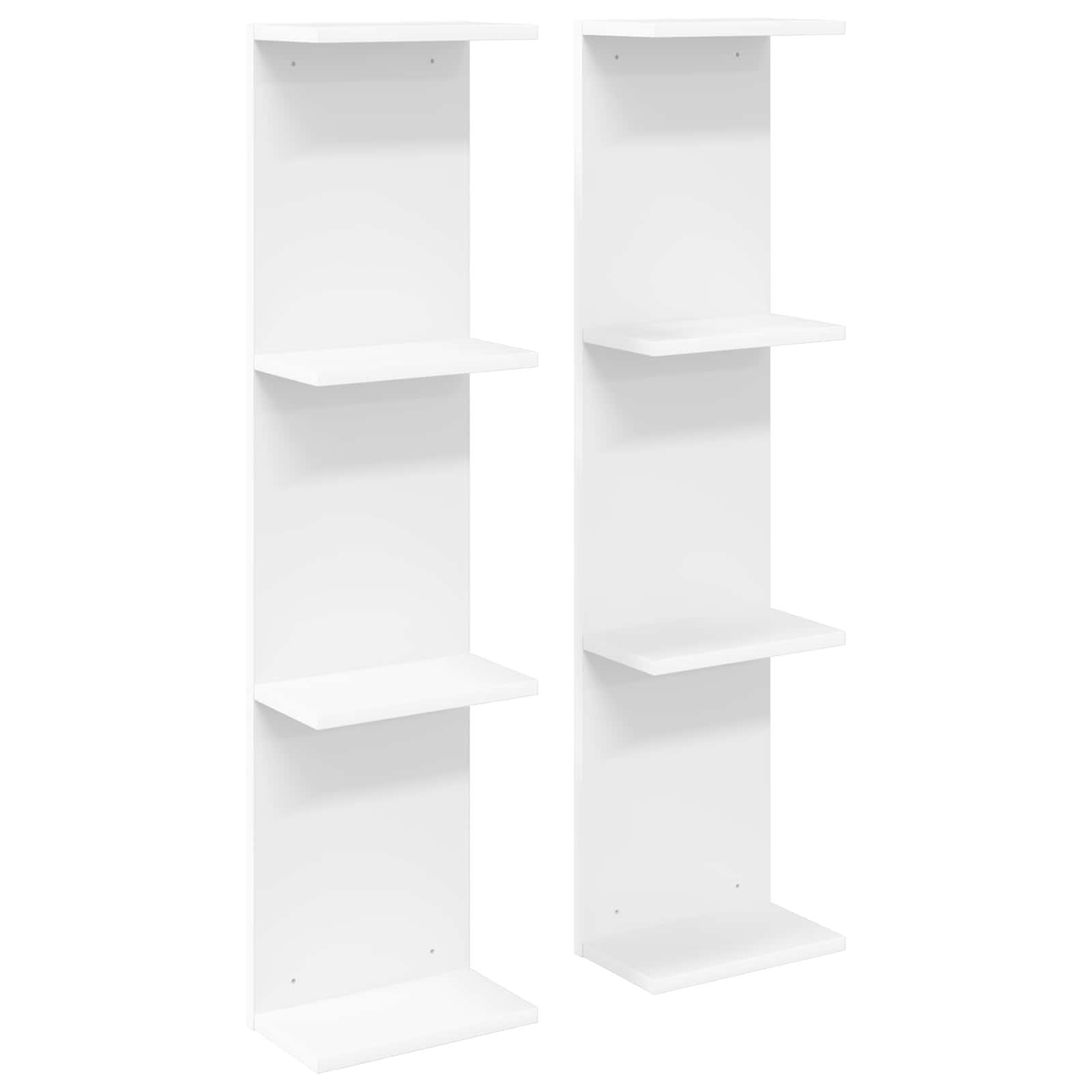 Væghylde 2 stk i hvid 25 x 15 x 100 cm i konstrueret træ