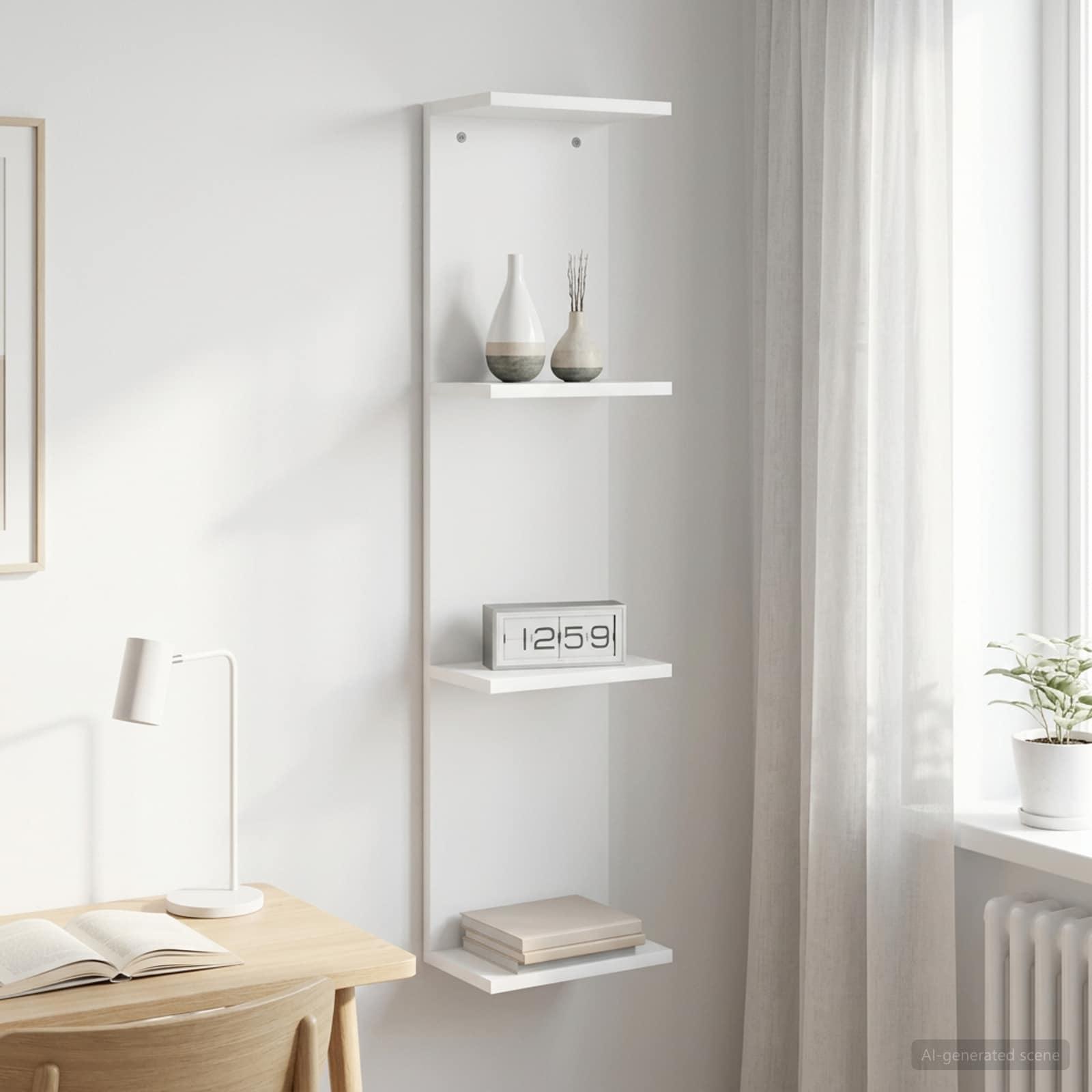Væghylde hvid 100 x 25 x 15 cm i konstrueret træ
