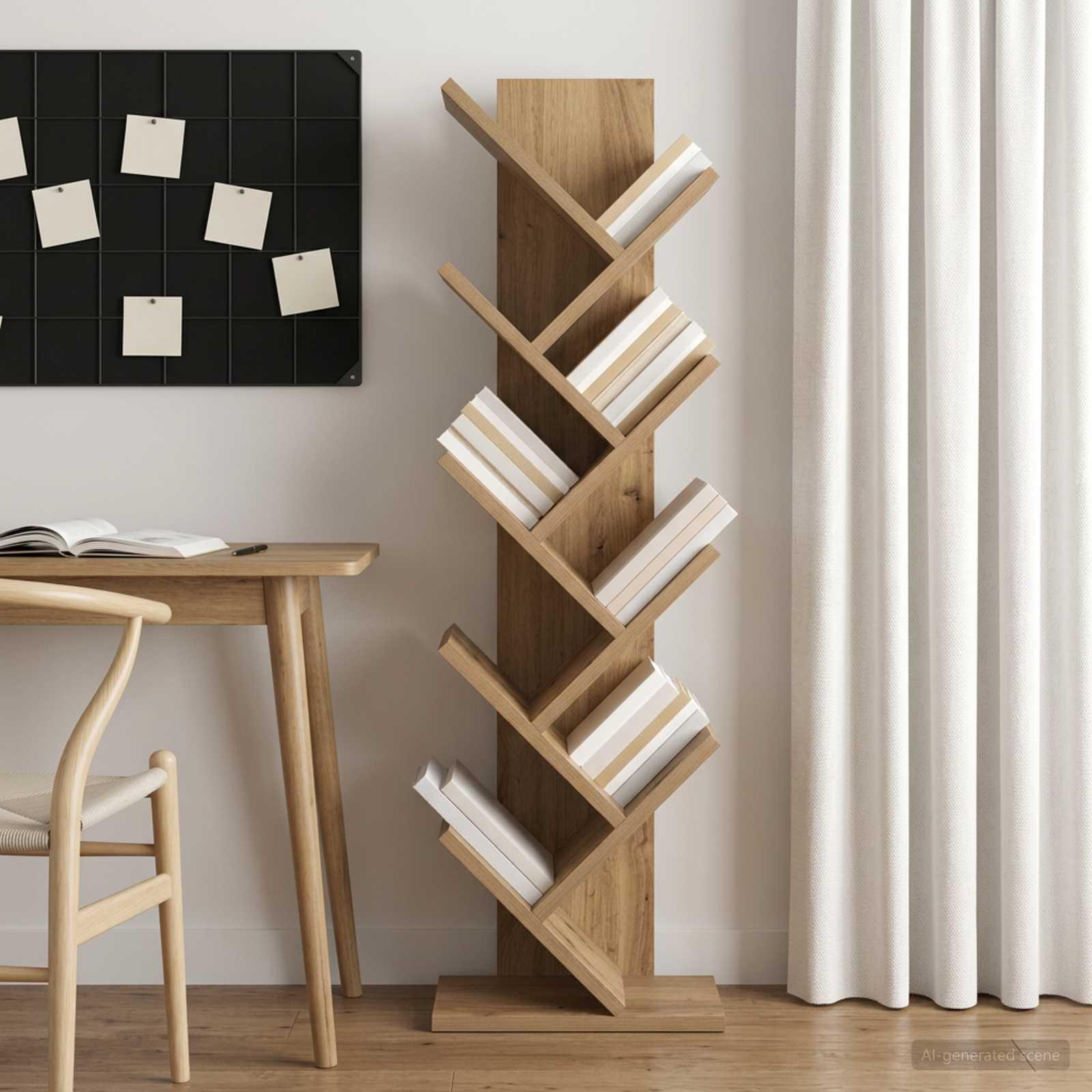 Træ bogreol med 6 hylder 30 x 18 x 100 cm i konstrueret træ - artisan-eg