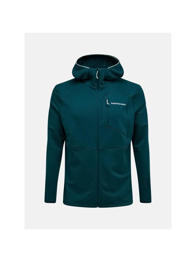 Peak Performance M Trail Polartec Power Grid Zip Hood herrehoodie med lynlås grøn str. M