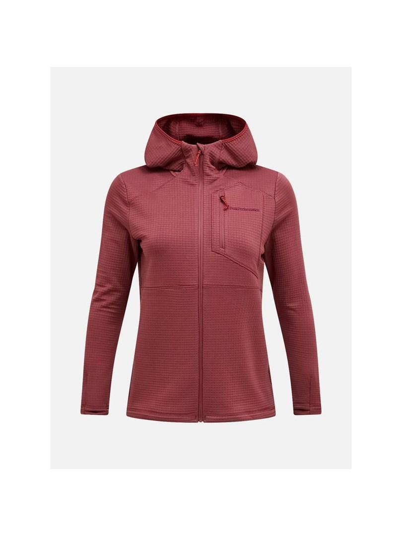 Peak Performance W Trail Polartec Power Grid Zip Hood damehoodie rød str. L