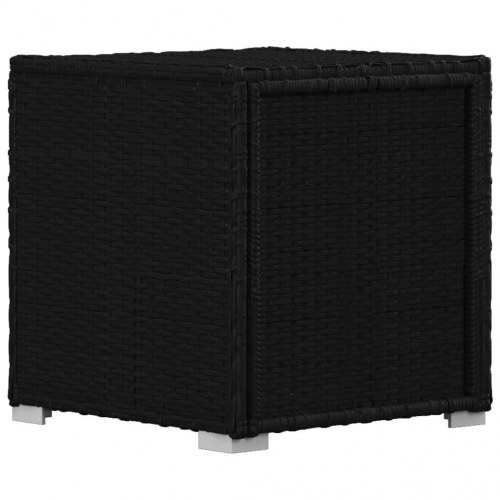 Liggestol med hynde og tebord i polyrattan - sort/cremehvid (OUTLET A)