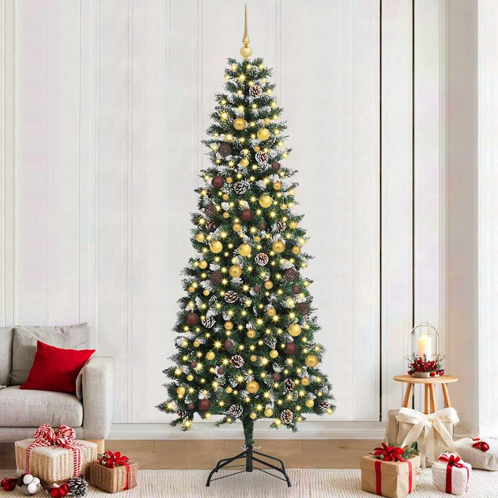 vidaXL Kunstigt juletræ Grøn 240 cm PVC, plastik og stål