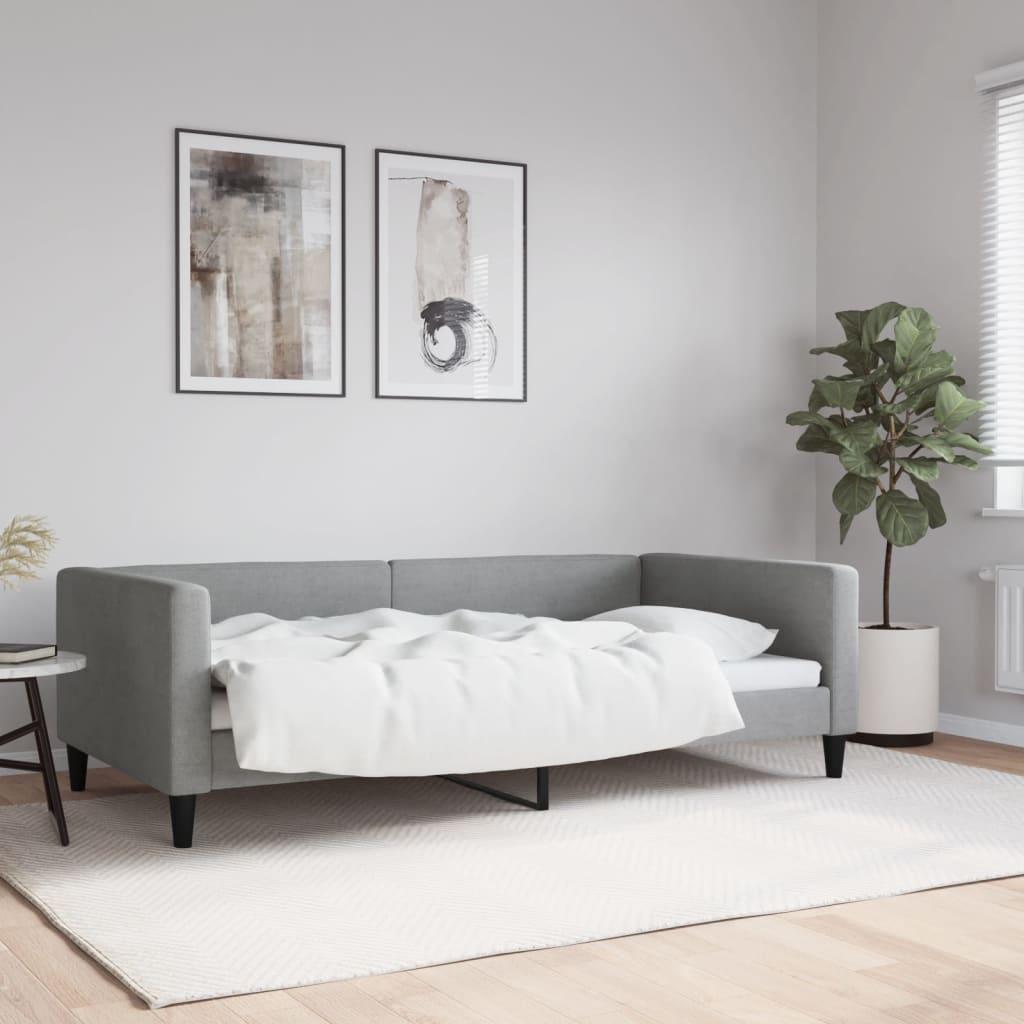Daybed 100 x 190 cm i stof - lysegrå sovesofa