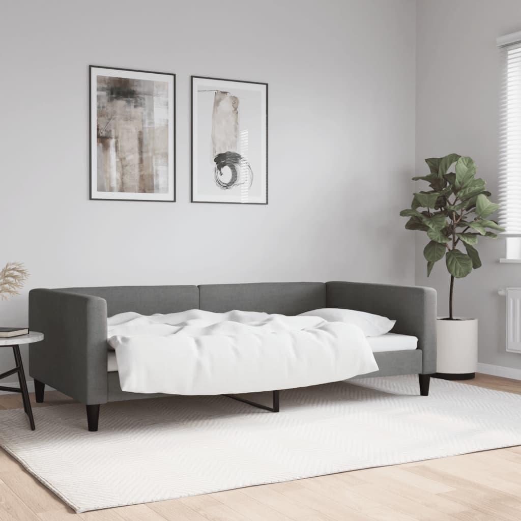 Daybed 100 x 190 cm i stof mørkegrå - sovesofa og gæsteseng