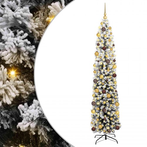 Kunstigt juletræ med LED-lys og stativ 210 cm grøn