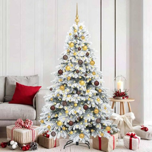Kunstigt juletræ med 300 LED'er hvid 180 cm i PE og PVC