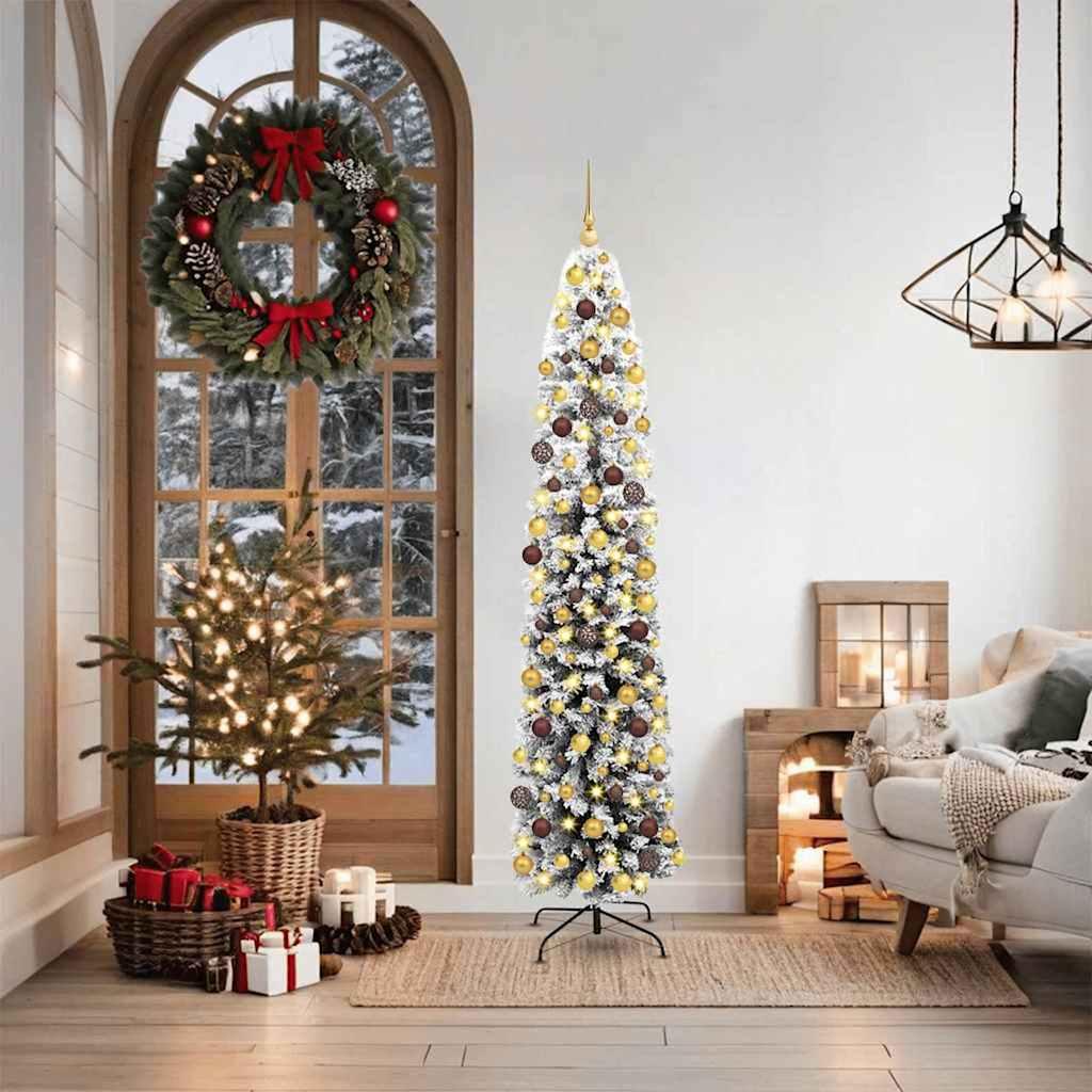 Kunstigt juletræ med LED-lys og stativ 180 cm grøn