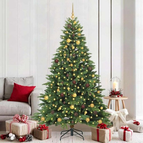 Kunstigt juletræ med 300 LED'er grøn 210 cm i PE og PVC